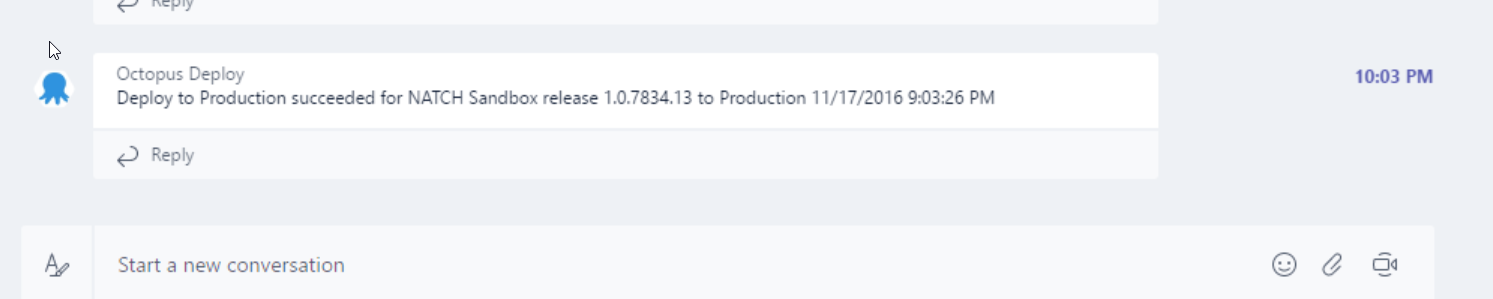 Message in Microsoft Teams after a deployment from Octopus Deploy